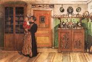 Carl Larsson Tuixt Christmas and New Years oil painting
